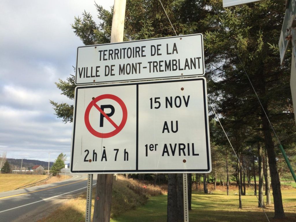 Stationnement d’hiver en vigueur à partir du 15 novembre à Mont-Tremblant